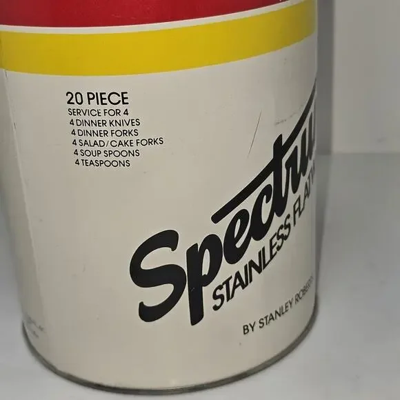 Vintage Stanley Roberts Spectrum Flatware Canister – Mid Century Modern Striped - Picture 6 of 14